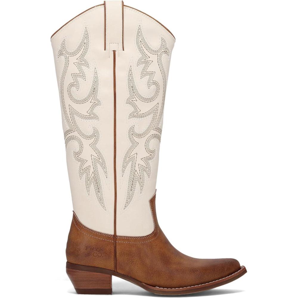 image:imageFRYE AND CO Irlene Tall Deco StitchOff WhiteCaramel Brown